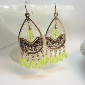 Uranium glass Chandelier earrings
